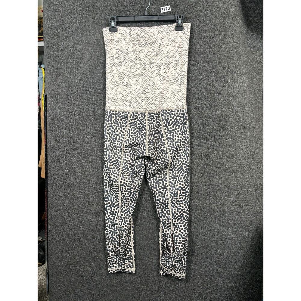 Lululemon Wunder Under Crop II Roll Down Ivory Black Spotted Workout Leggings 6